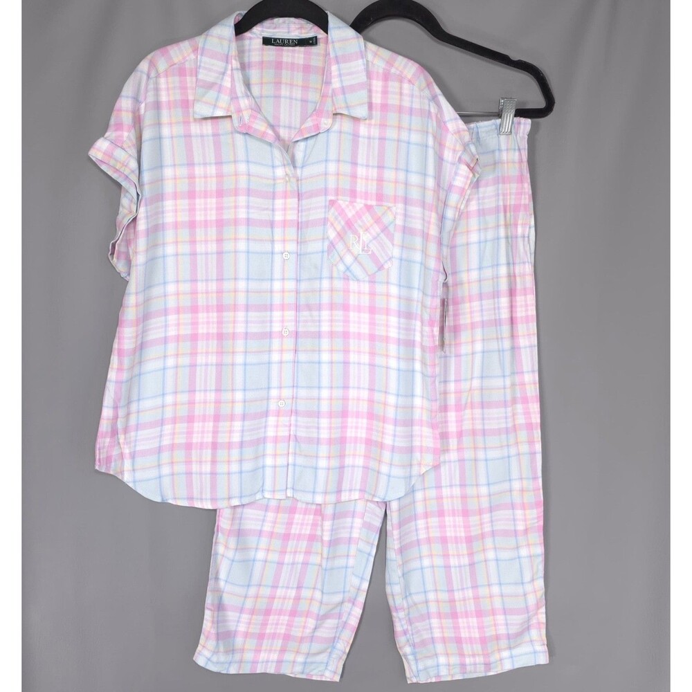 LAUREN RALPH LAUREN Women’s New Pajama Set MEDIUM Multi Plaid LN91790